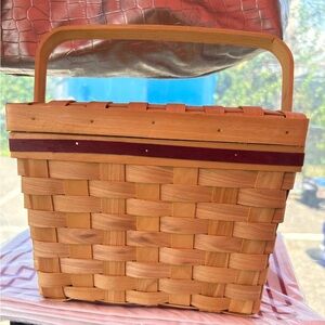 Woven Wooden Picnic Basket